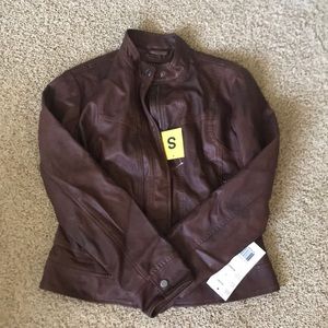 Faux leather brown jacket